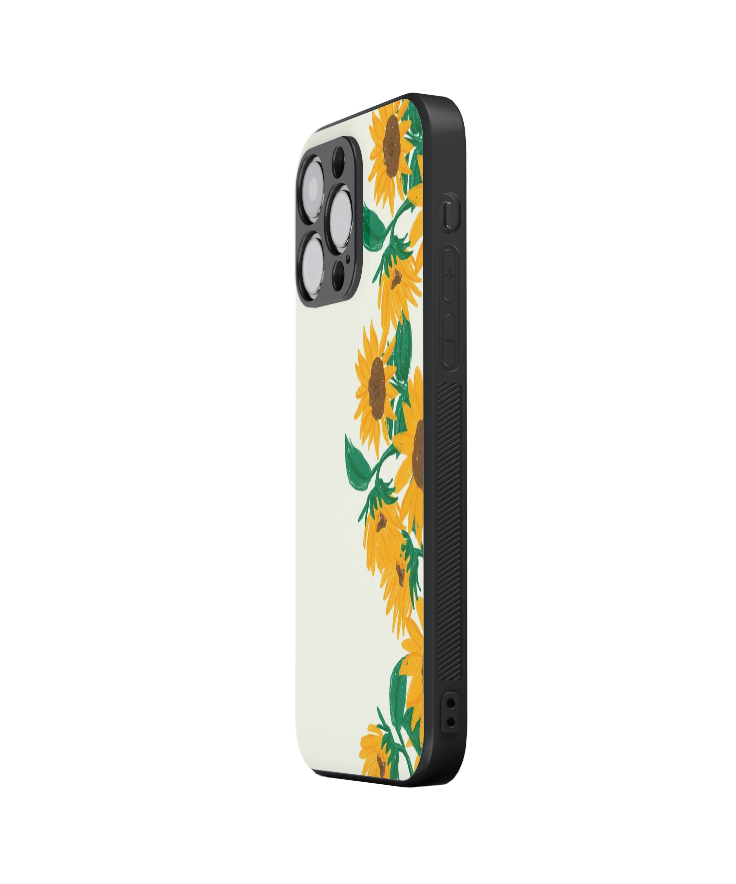 SunFlower With Green Leaf  Background Hybrid Metal TPU Case