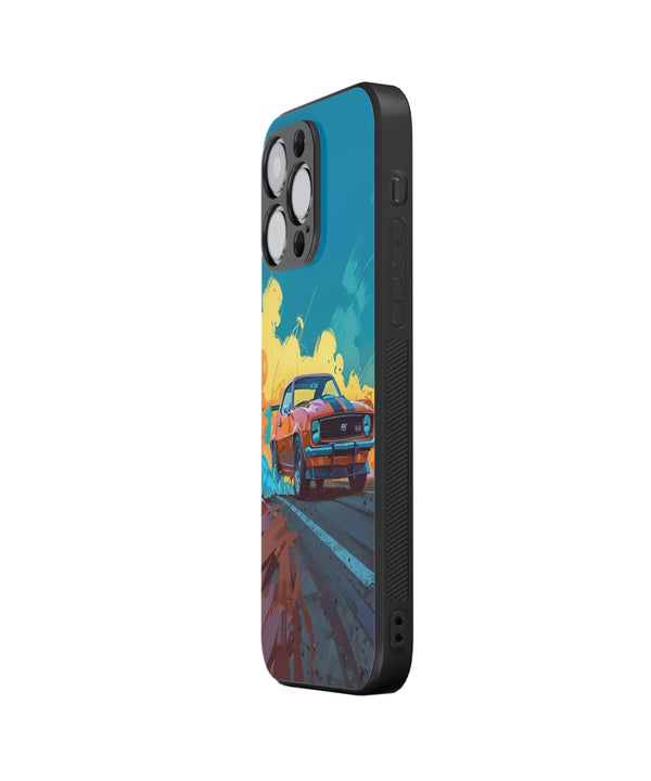 BLACK & RED RACING CAR Hybrid Metal TPU Case