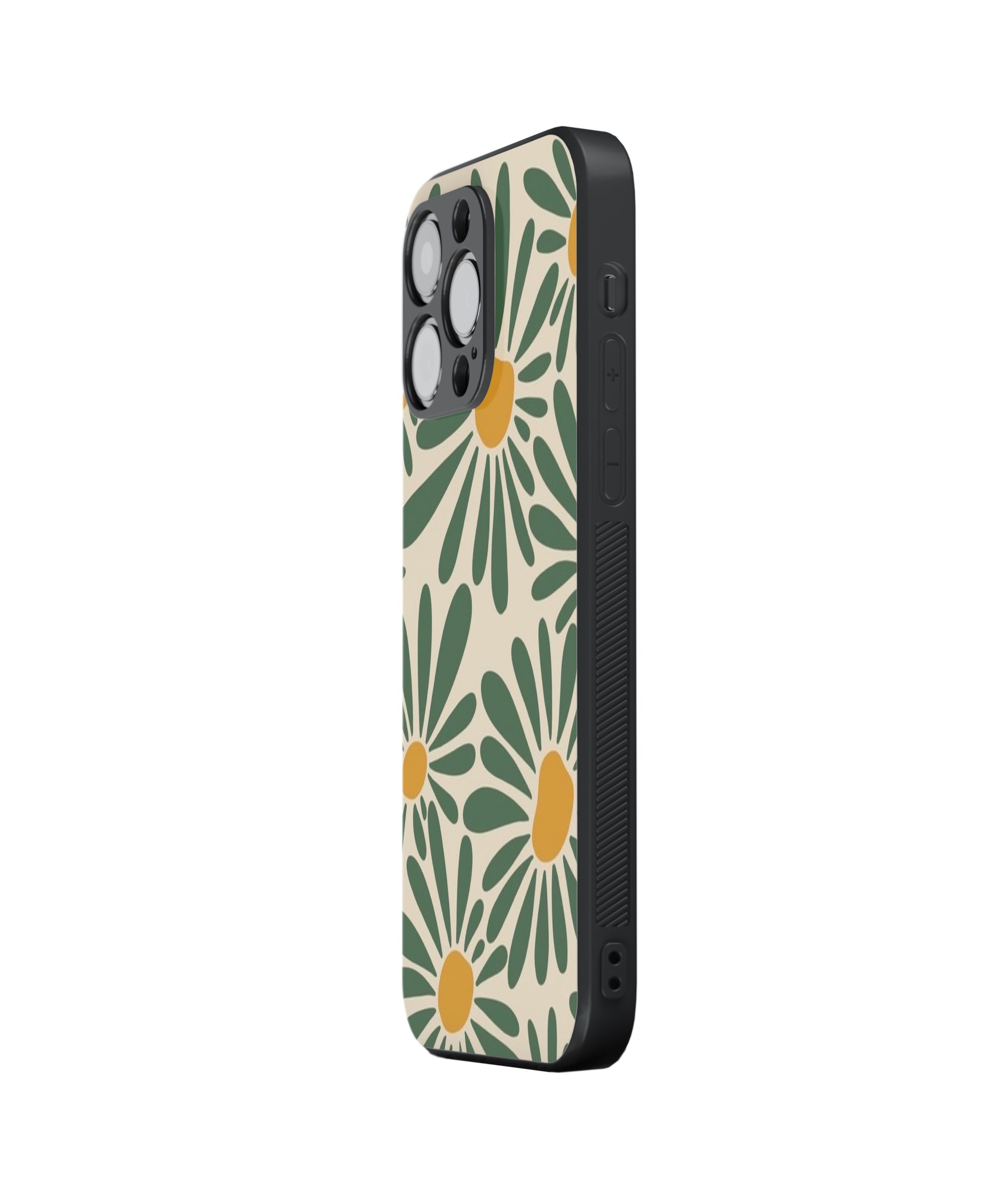 Green & Yellow Flower Hybrid Metal TPU Case